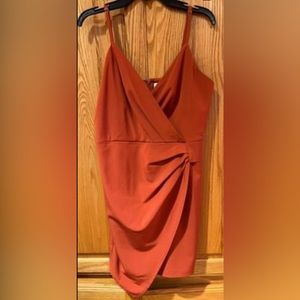 Nectar Women's Burnt Orange Asymmetrical Lined‎ Cocktail Mini Dress Size Medium